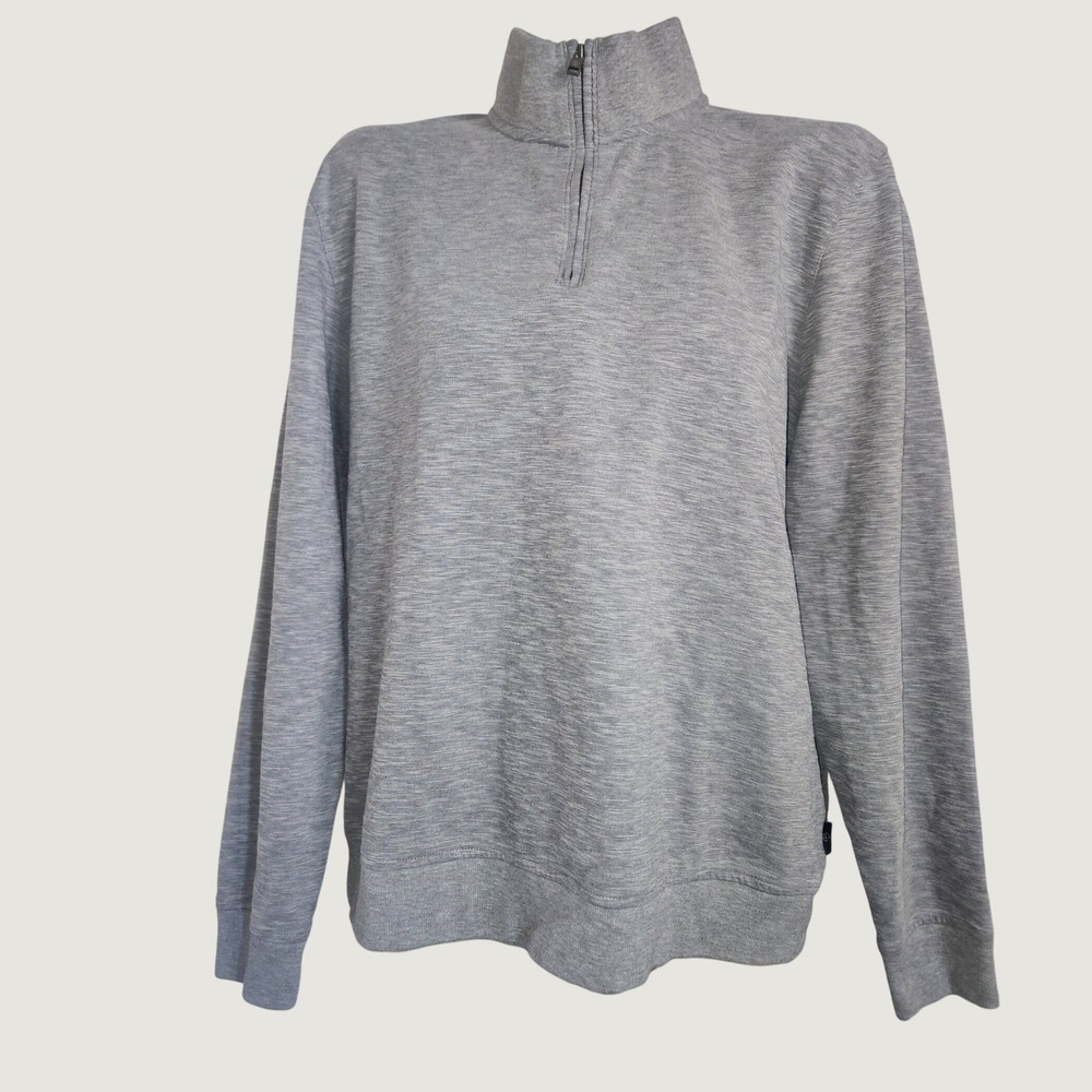 Ted Baker London Mens Grey Berks Quarter Zip Pullover Mock Neck Sweatshirt MMB